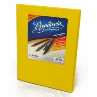 Cuaderno tapa de cartón x 50 hojas rayado amarillo Rivadavia
