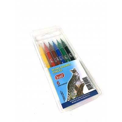 Marcadores PUNTA PINCEL x6 unidades animales en peligro de extinción Trabi