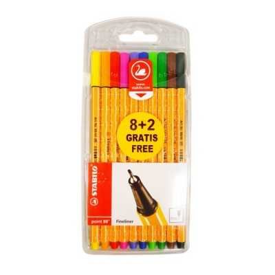 Microfibra Point 88 Fineliner Estuche x 8 unidades + 2 gratis Stabilo