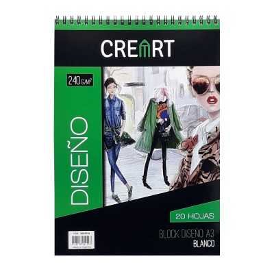 Block Diseño A3 anillado CREART 240 gramos x20 Hojas Libesa