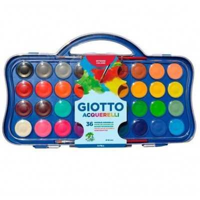 Set de Acuarelas x36 pastillas de 30 mm estuche plástico Giotto