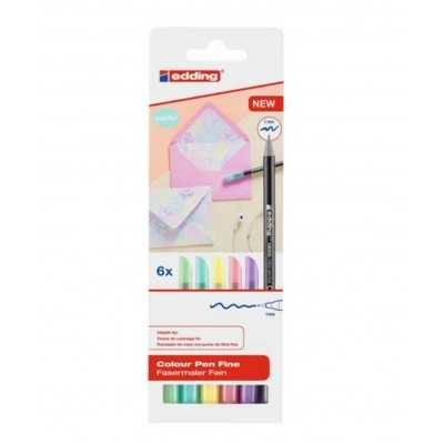 Set Marcador Colourpen Pastel 1200 Pastel x6 colores estuche Edding