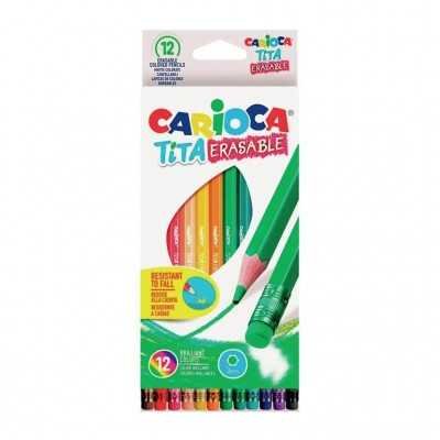 Lápices de Colores con goma TITA ERASABLE x12 unidades Carioca