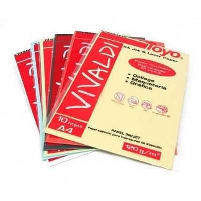 Papel A4 de 120 gramos Vivaldi de colores Pack 10 hojas Toyo x colores
