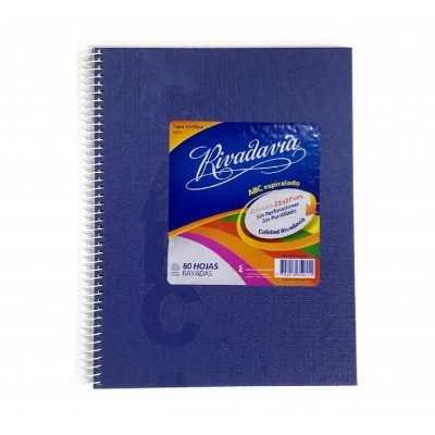 Cuaderno ABC 21x27 cm espiralado AZUL tapa vinílica x60 hojas rayado Rivadavia