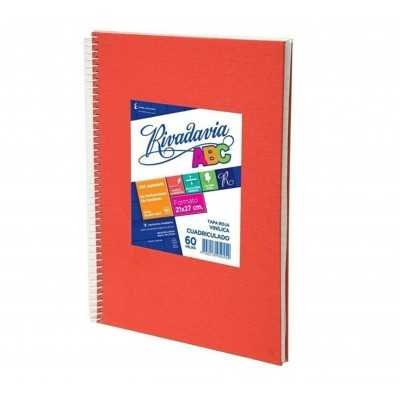 Cuaderno ABC 21x27 cm espiralado ROJO tapa vinílica x60 hojas rayado Rivadavia