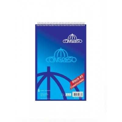 Block con espiral A5 CUADRICULADO x80 hojas Congreso