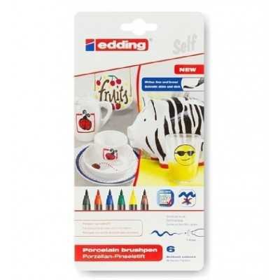Marcador Permanente Porcelana/ Cerámica/ Vidrio apto horno Set x6 colores tradicionales Edding