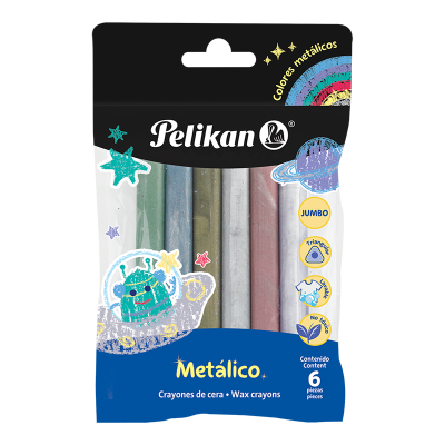 Crayones x6 colores Jumbo metálicos Pelikan