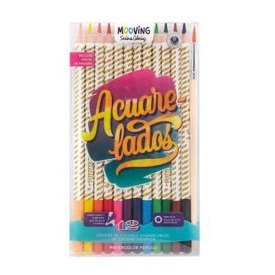 Lapices Acuarelables Coloring x12 colores Mooving