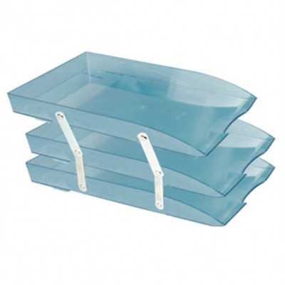 Bandeja oficio de 3 pisos Azul con bisagra metal Liggo