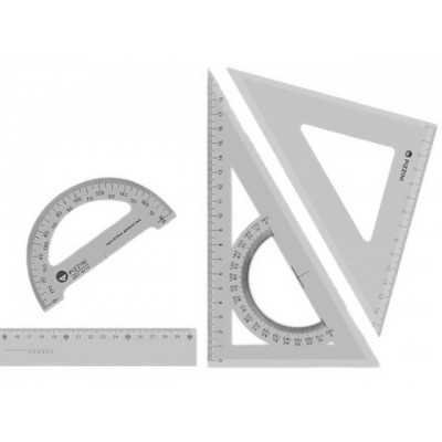 Set de Geometría Escolar de 4 Piezas Nº4114  Transparente Pizzini