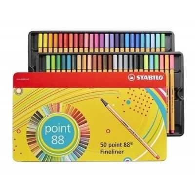 Set de microfibras Point 88 lata x 50 colores Stabilo