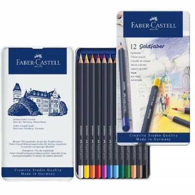 Lapiz Permanente Goldfaber 4100 x12 colores en lata Faber-Castell