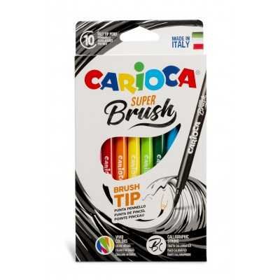Marcadores punta pincel x10 colores Super Brush CARIOCA