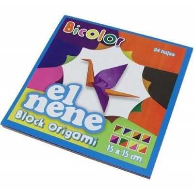 Papeles para Origami de 15x15 cm Bicolor x24 hojas El Nene
