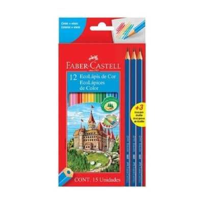 Lapices de color x12 unidades +3 Grafitos Faber Castell