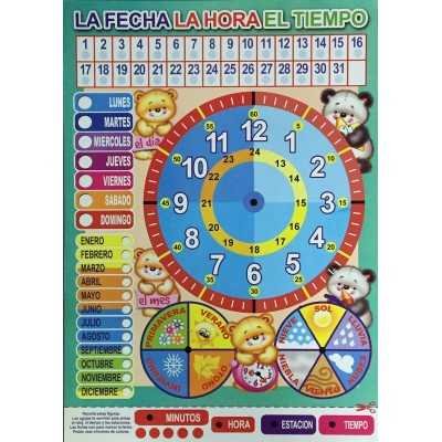 Láminas didácticas "LA FECHA, LA HORA, EL TIEMPO" 50x70 cm
