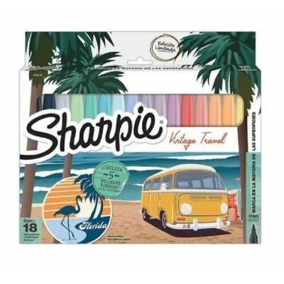 Marcadores punta fina x 18 unidades + 5 stickers Vintage Sharpie