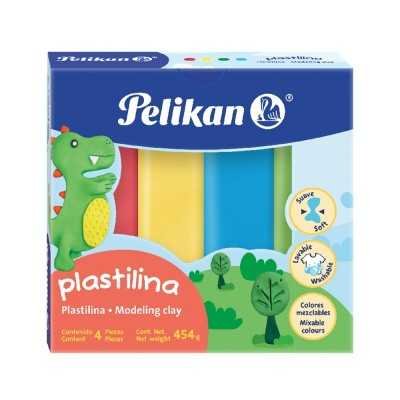 Plastilina escolar x 4 colores surtidos 454 gramos Pelikan