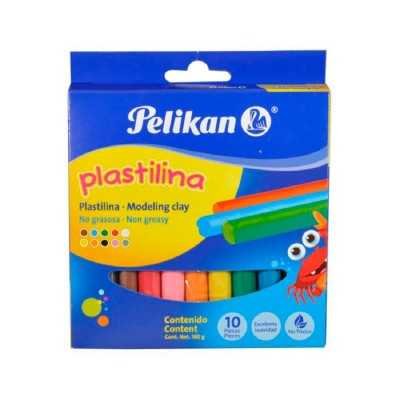 Plastilina escolar x10 colores surtidos 180 gramos Pelikan