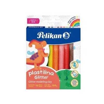 Plastilina escolar x10 colores Glitter  180 gramos Pelikan