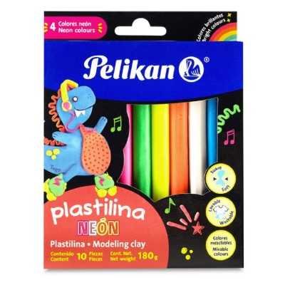 Plastilina escolar x10 colores Neón 180 gramos Pelikan