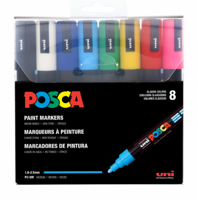 Set de marcadores PC-5M Posca x8 colores Básicos Uni