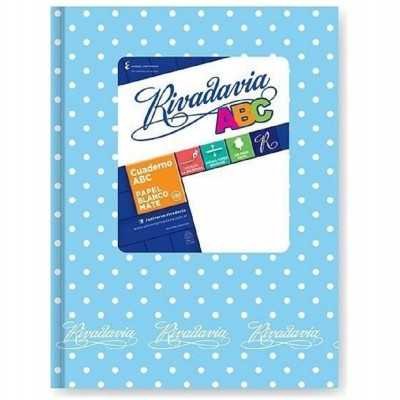 Cuaderno ABC 19x23 cm rayado LUNARES CELESTE x48 hojas Rivadavia
