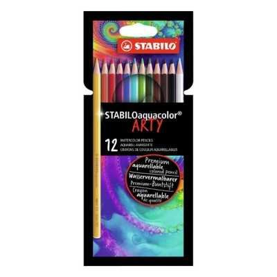 Lápices de Colores Acuarelables Aquacolor x12 Colores en Estuche de Cartón Stabilo