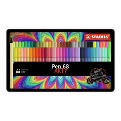 Set Marcador Pen 68 Brush ARTY x66 colores en lata Stabilo