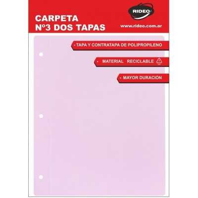 Carpeta Nº 3 plastica colores pastel de 2 tapas Rideo