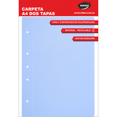 Carpeta A4  colores traslúcidos dos tapas Rideo