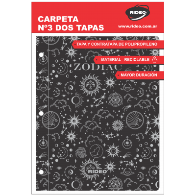 Carpeta Nº 3 plastica Zodiac de 2 tapas Rideo
