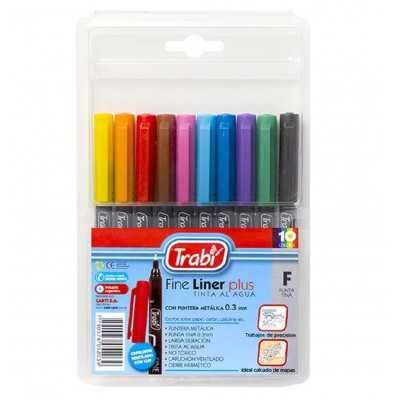 Set Microfibra Fine Liner Plus trazo 0,2 mm x10 colores Trabi