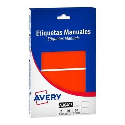 Caja de etiquetas adhesivas rojo flúo 75x103 mm Avery