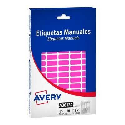 Caja de etiquetas adhesivas rosa fluo 8,1x19,4 mm Avery