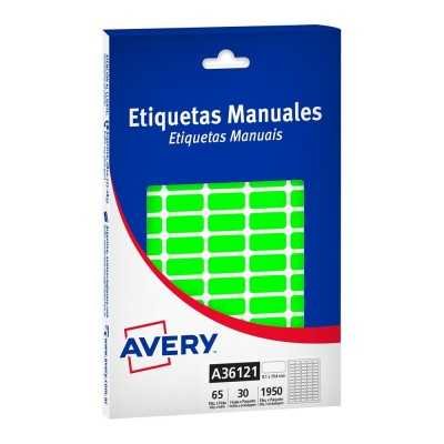 Caja de etiquetas adhesivas verde fluo 8,1x19,4 mm Avery