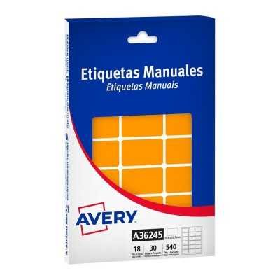 Caja de etiquetas adhesivas naranja fluo 19,8x33,7 mm Avery