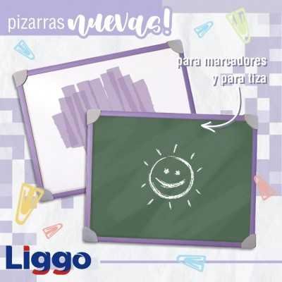 Pizarra  2 en 1 de 40x60 cm con marco color pastel violeta Liggo