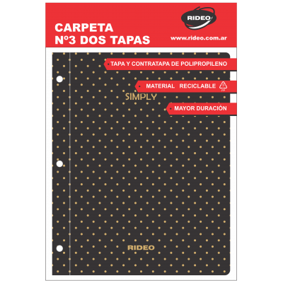 Carpeta Nº3 dos tapas plásticas lunares metalizados Rideo