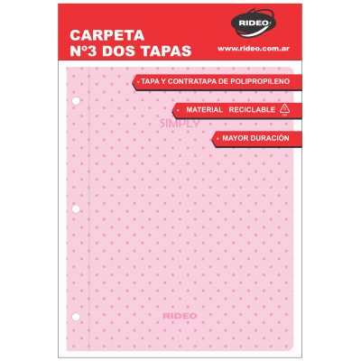 Carpeta Nº 3 2 tapas plásticas Simply pastel Rideo