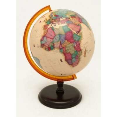 Globo terraqueo 25cm base de madera antiguo