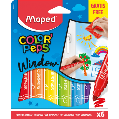 Marcadores WINDOW Color Peps x6 colores para ventana Maped