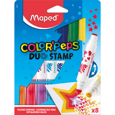Marcadores DUO STAMP Color Peps x8 colores en estuche Maped