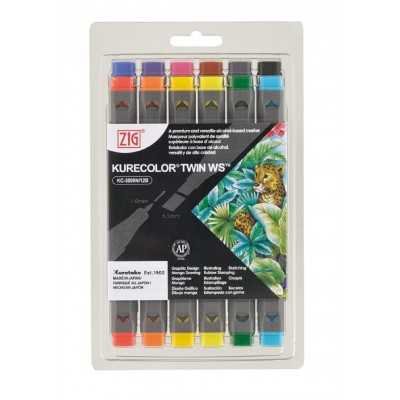 Set de Marcadores Recargables KC3000 doble punta x12 Colores Básicos Kurecolor