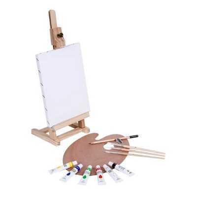 Set de Pintura Nro 3 con Atril, Pinceles, Paleta, 6 Acrílicos, y Bastidor Sapiens