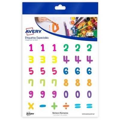 Stickers números 1 hoja Avery
