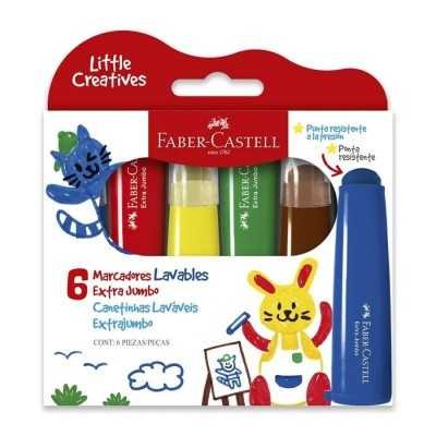 Marcadores ultra-lavables extra Jumbo x6 unidades Faber-Castell