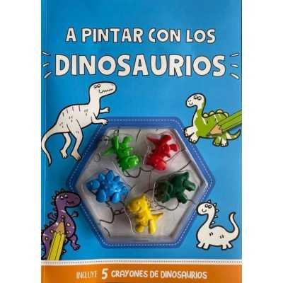 Libro para pintar 20x28 cm 48 pág. +crayones +stickers. Divertite pintando Dinosaurios Editorial Splash